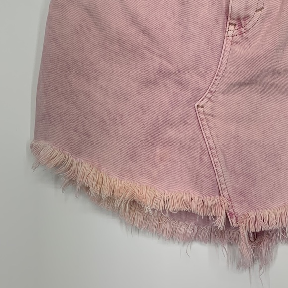 Free People Acid Wash Denim Fringe Hem Jean Mini Skirt Purple Pink Tone Cotton - Picture 9 of 16